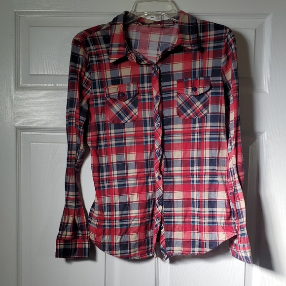 Bella D. Tops - Bella D. Multicolored Plaid Button Down Shirt